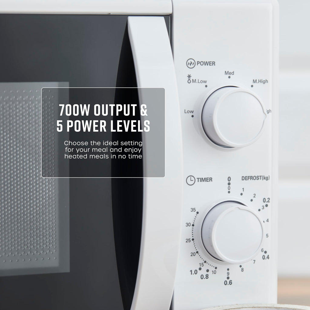 Swan SM4420WHT Manual Microwave | 700W 20L Capacity - White