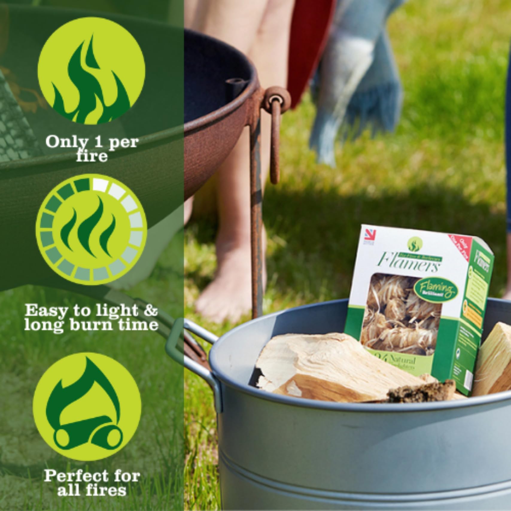 Flamers Natural Firelighters 500 Value Pack | Eco Wood Wool Fire Starters