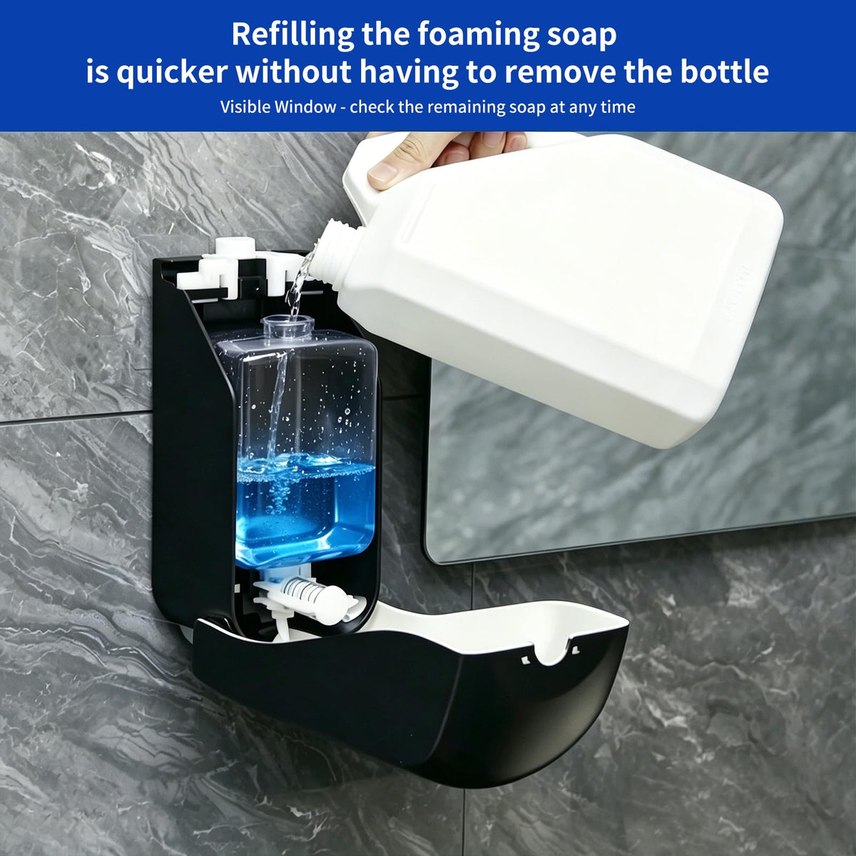 CHUANGDIAN Hand Soap Dispenser Wall Mounted 1000ml, Black - image 3