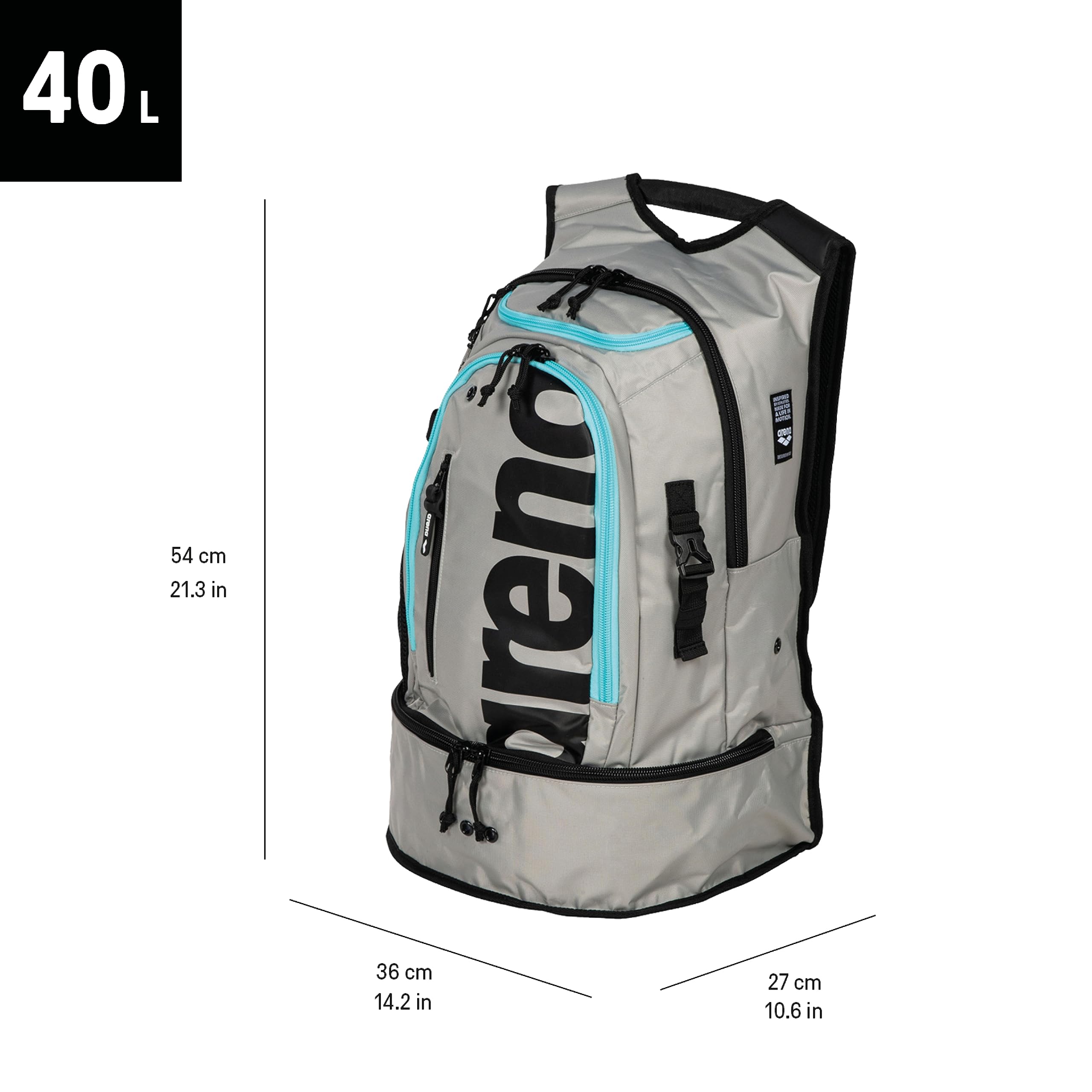 Arena Fastpack 3.0 Swimming & Gym Backpack | 40L Water-Repellent Bag