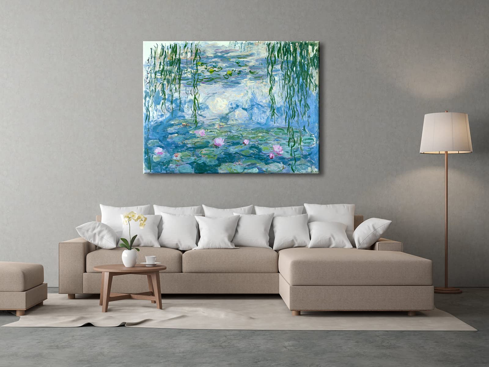 Monet Water Lilies Giclee Canvas Wall Art - 48x36 Inch