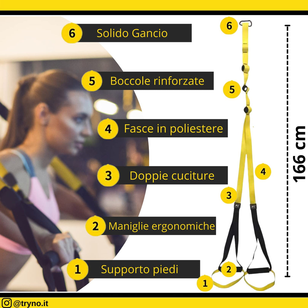 TRYNO TRX Suspension Trainer – Home Gym Resistance Straps with Backpack