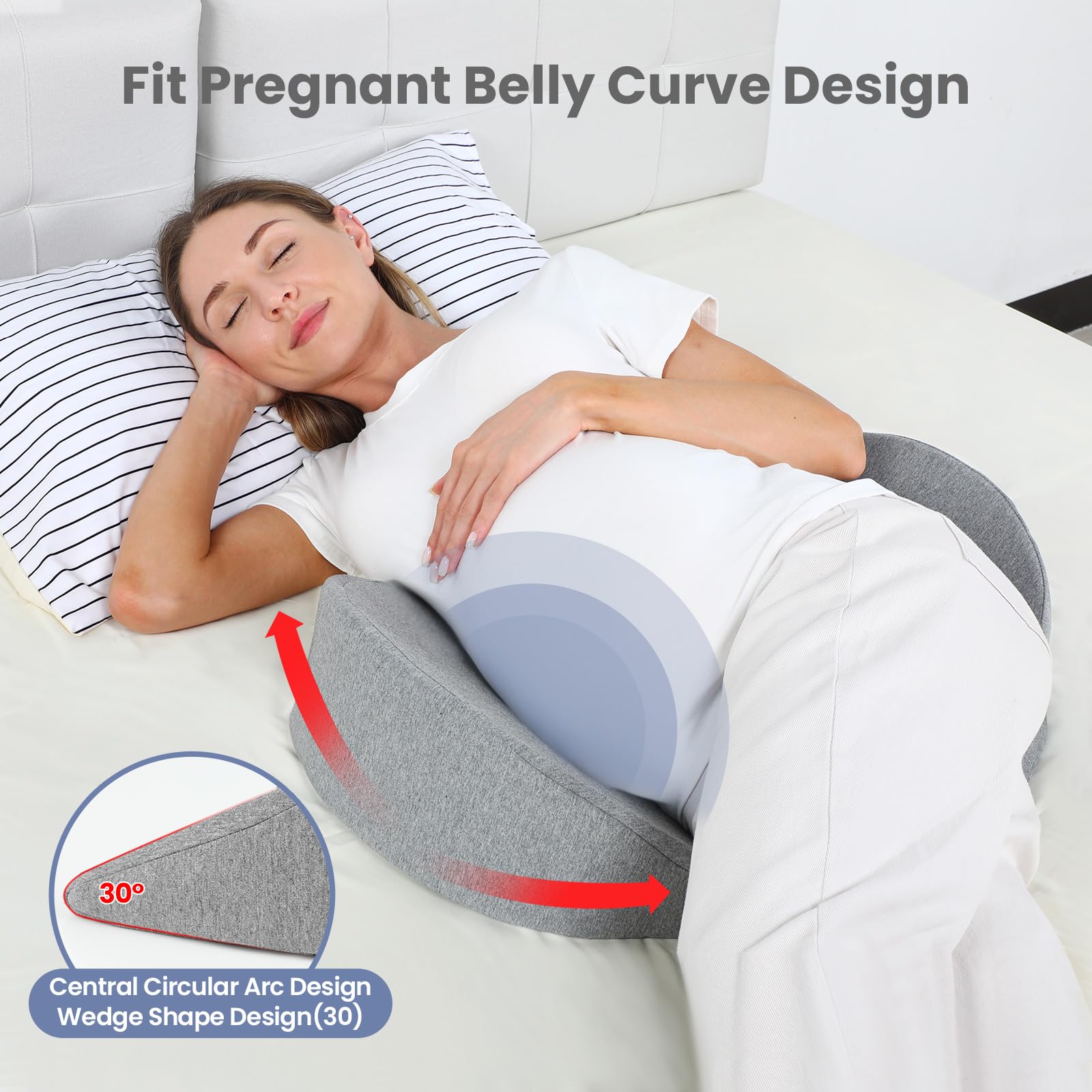 WEIKA Pregnancy Wedge Pillow – Memory Foam Maternity Support, Grey