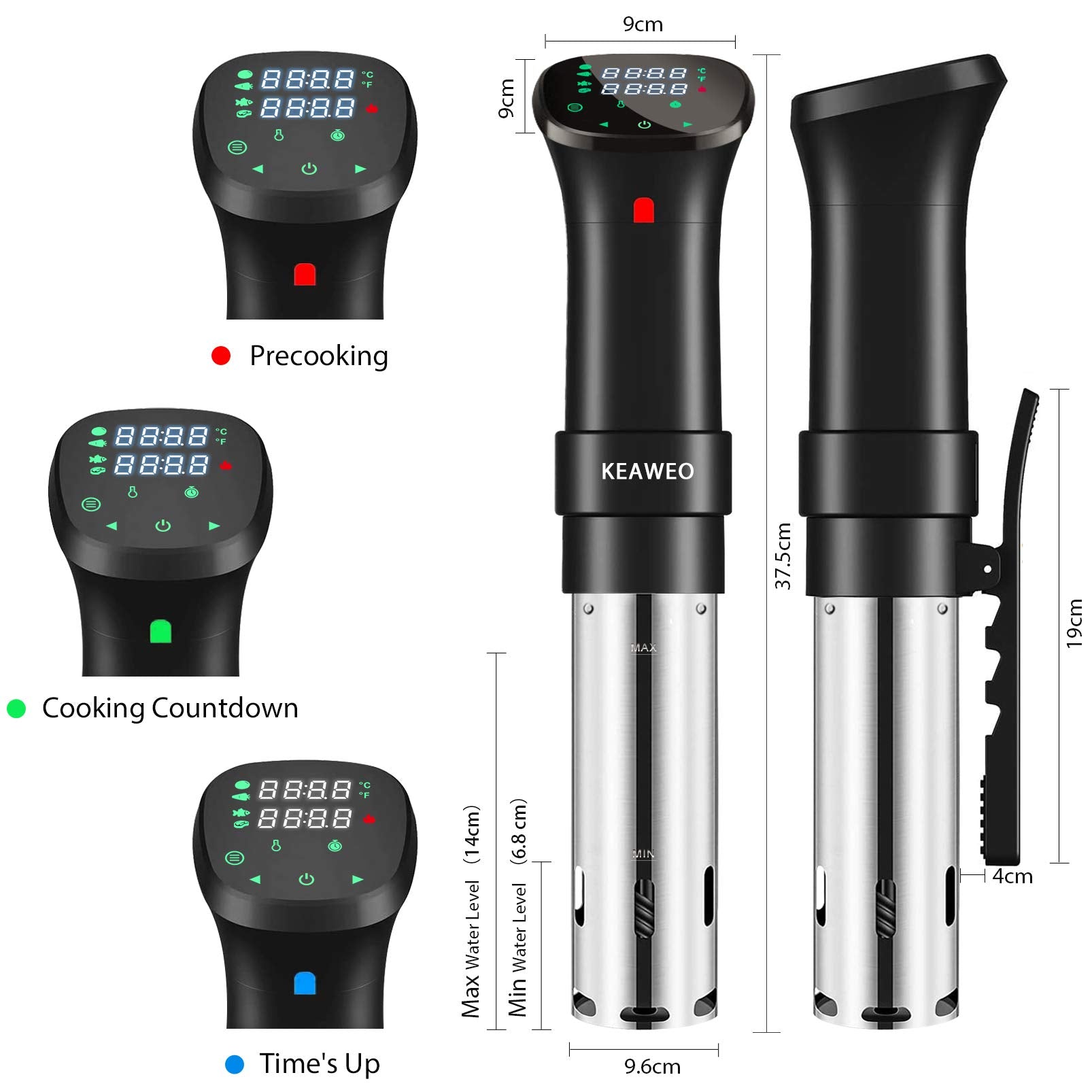 KEAWEO Sous Vide Machine | 1100W Thermal Immersion Circulator | Stainless Steel