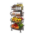 Jolof Store 4-Tier Stackable Metal Wire Fruit Basket Cart with Wheels