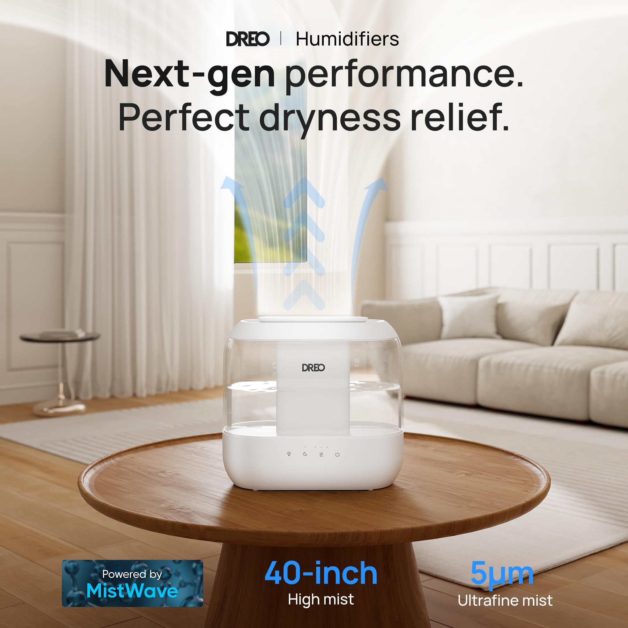 Dreo 4L Cool Mist Humidifier – Quiet Ultrasonic Diffuser with Night Light
