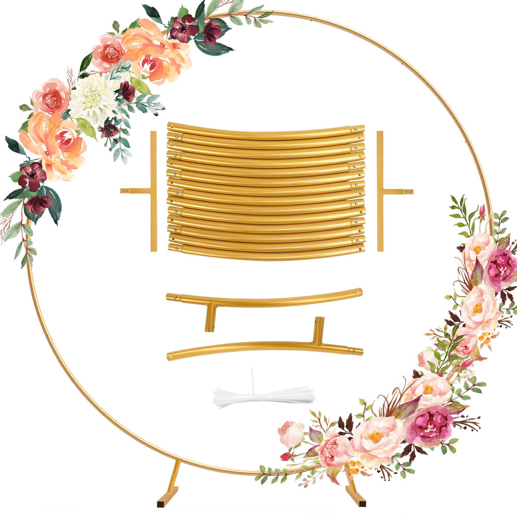 PlusFive 6.9ft Gold Round Backdrop Stand | Metal Circle Wedding Arch Frame