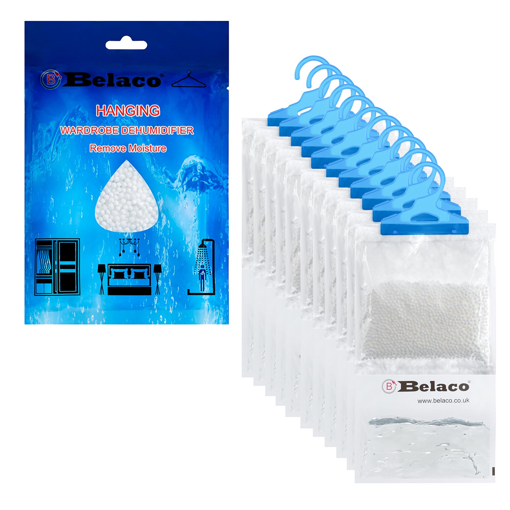 Belaco Hanging Dehumidifier Set of 12 | 230g Moisture Absorber Bags