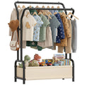 ZHKINGGS Kids Clothes Rail with Dual Rods & Storage Basket