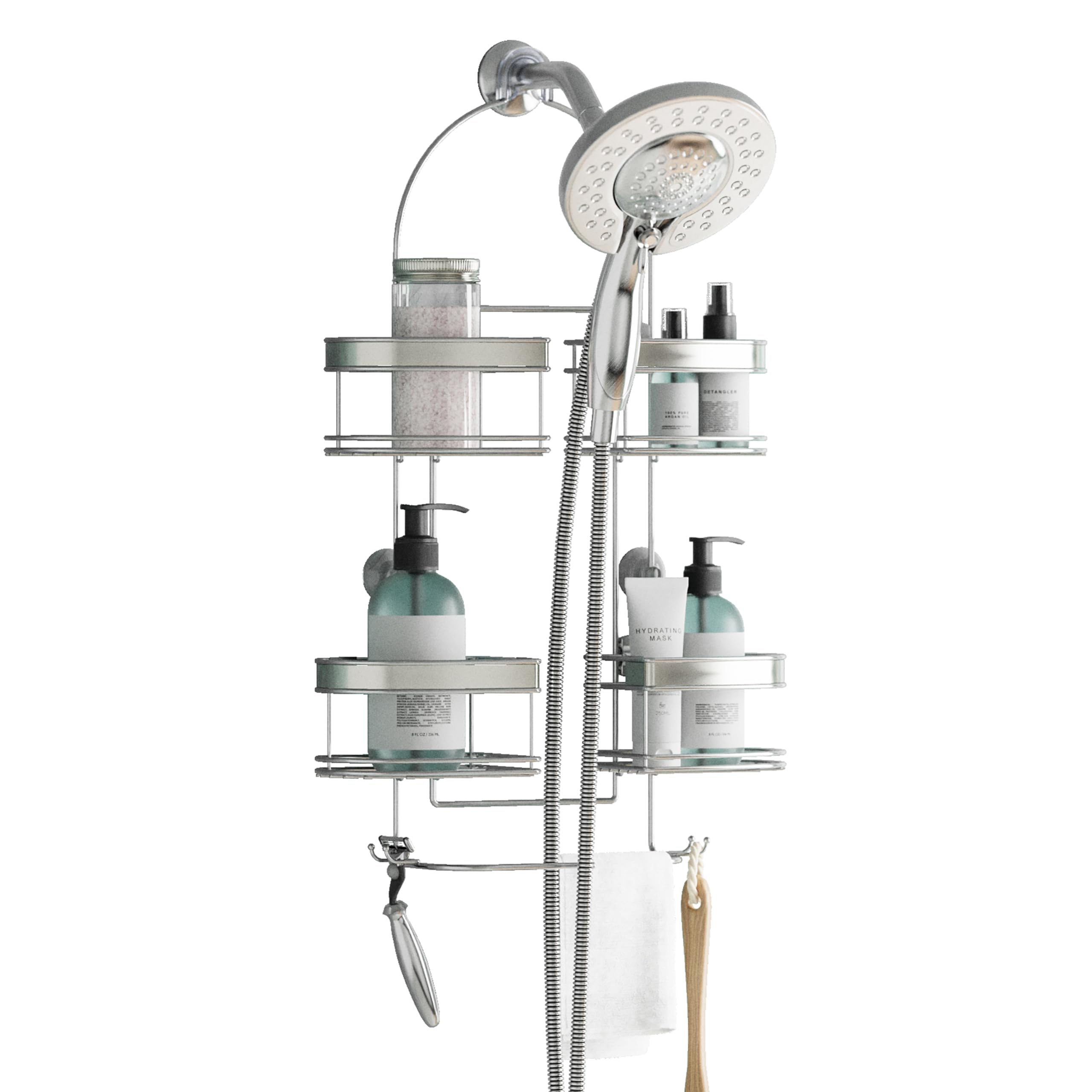 Zenna Home Stainless Steel Expandable Shower Caddy for Handheld Hoses