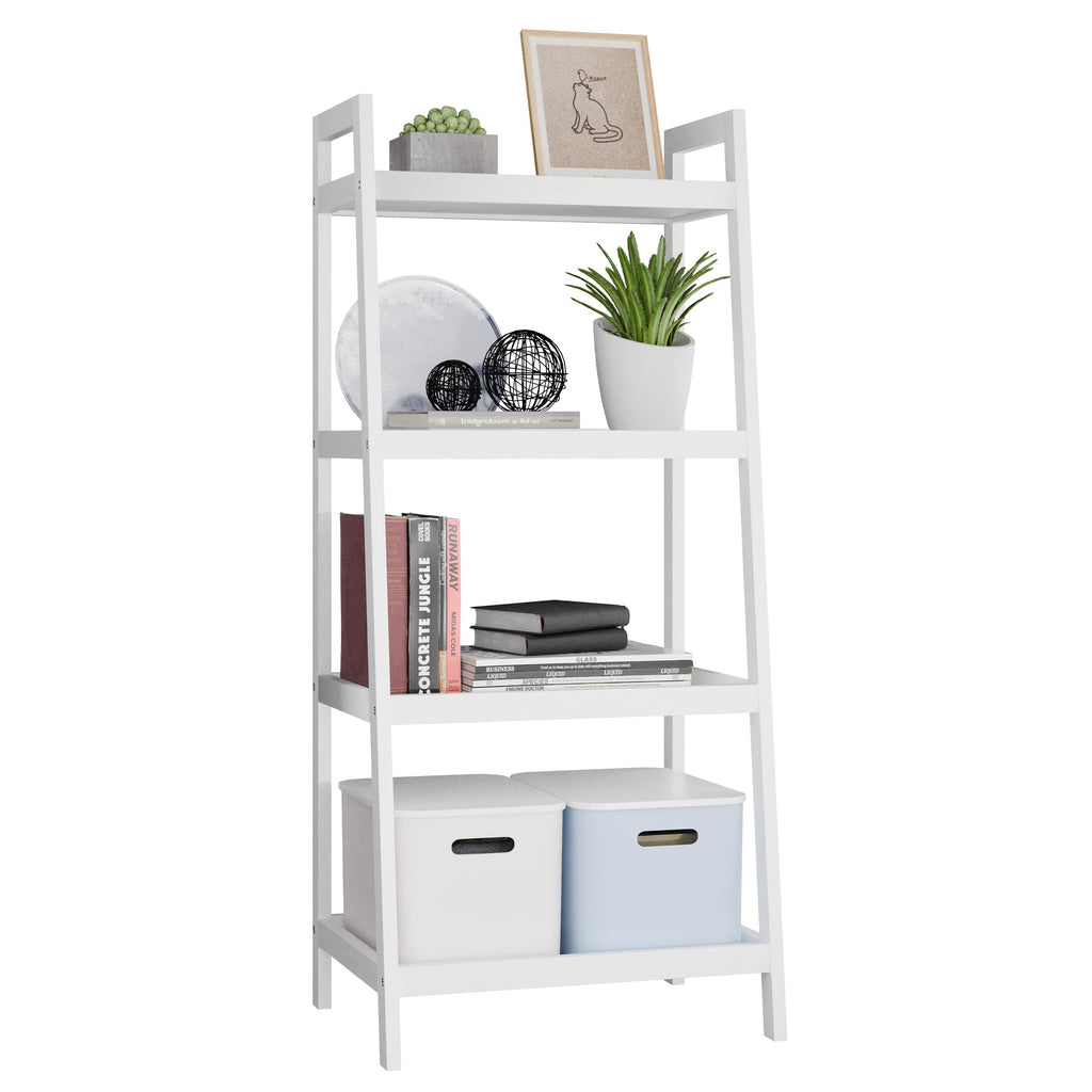 SMIBUY 4-Tier Bamboo Ladder Shelf – Freestanding Bookshelf & Plant Stand