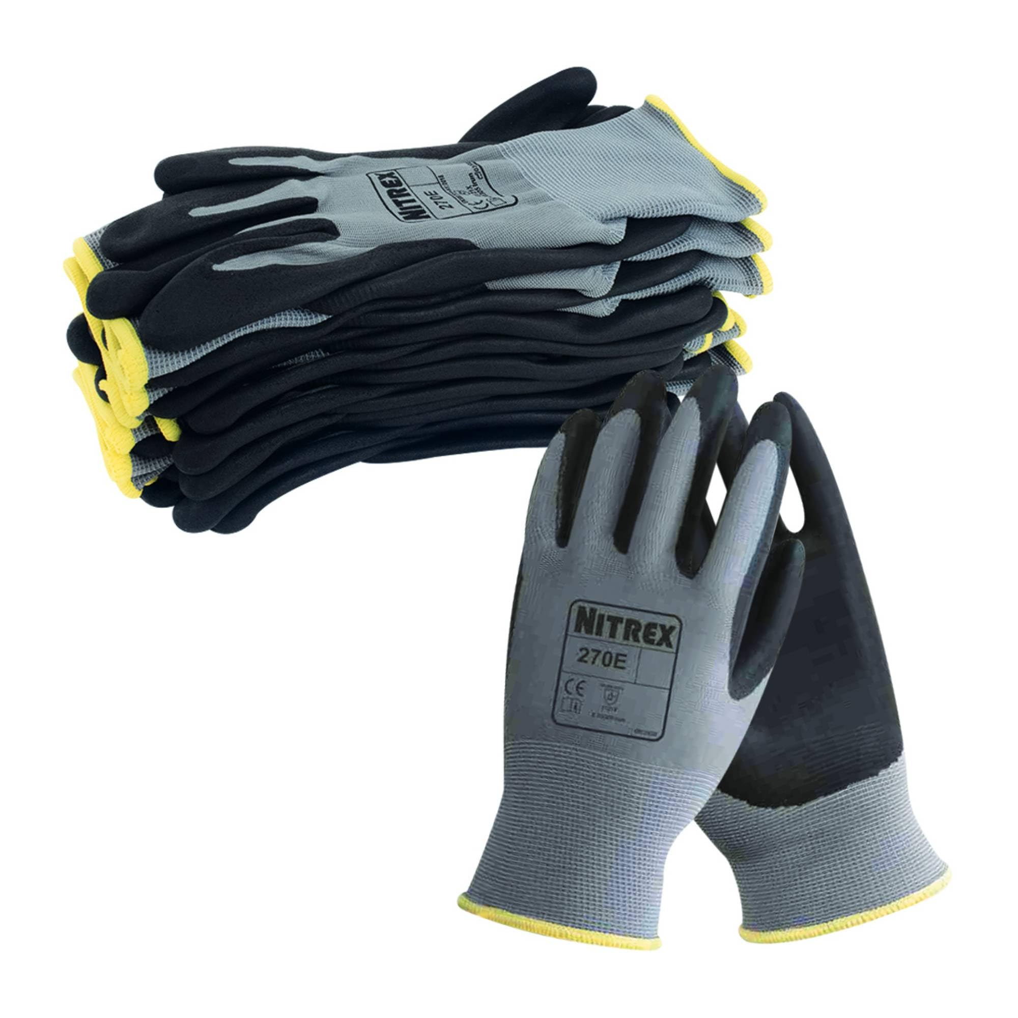 Nitrex 270E Safety Work Gloves – Enhanced Grip Protective Gear – 10 Pack