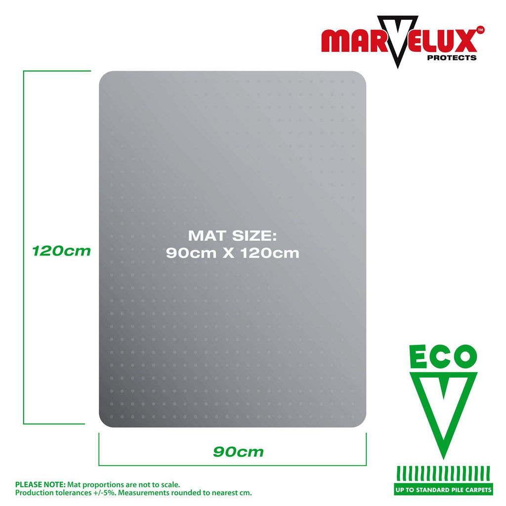 Marvelux Eco-Friendly Office Chair Mat for Carpets | Clear 90 x 120cm