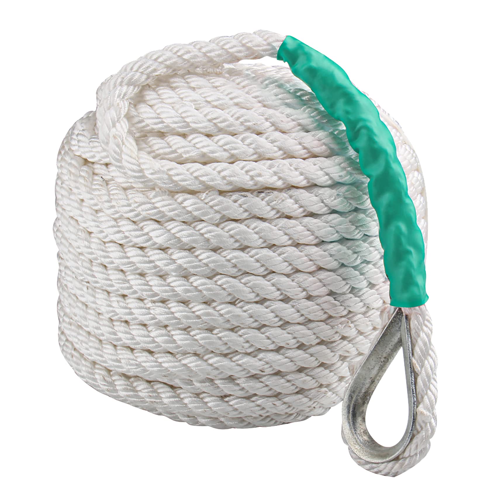 CarBole Double Braided Nylon Mooring Rope - 1/2" x 200ft Dock Line, White