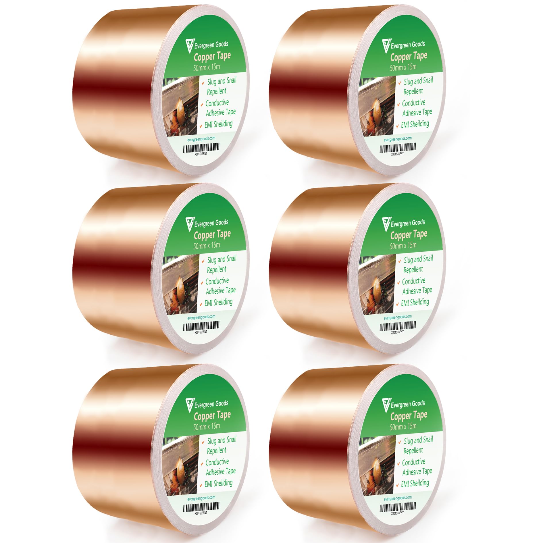 EVG Slug Copper Tape – 50mm x 15m Adhesive Snail Repellent Barrier
