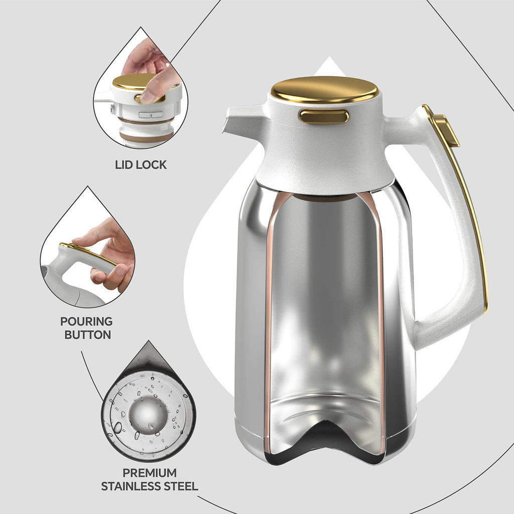 IDEUS 68oz Vacuum Insulated Coffee Carafe | Stainless Steel Thermal Pot