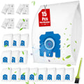Jolof Store AirClean 3D GN Dust Bags for Miele C1 C2 C3 S8 - 15 Pack