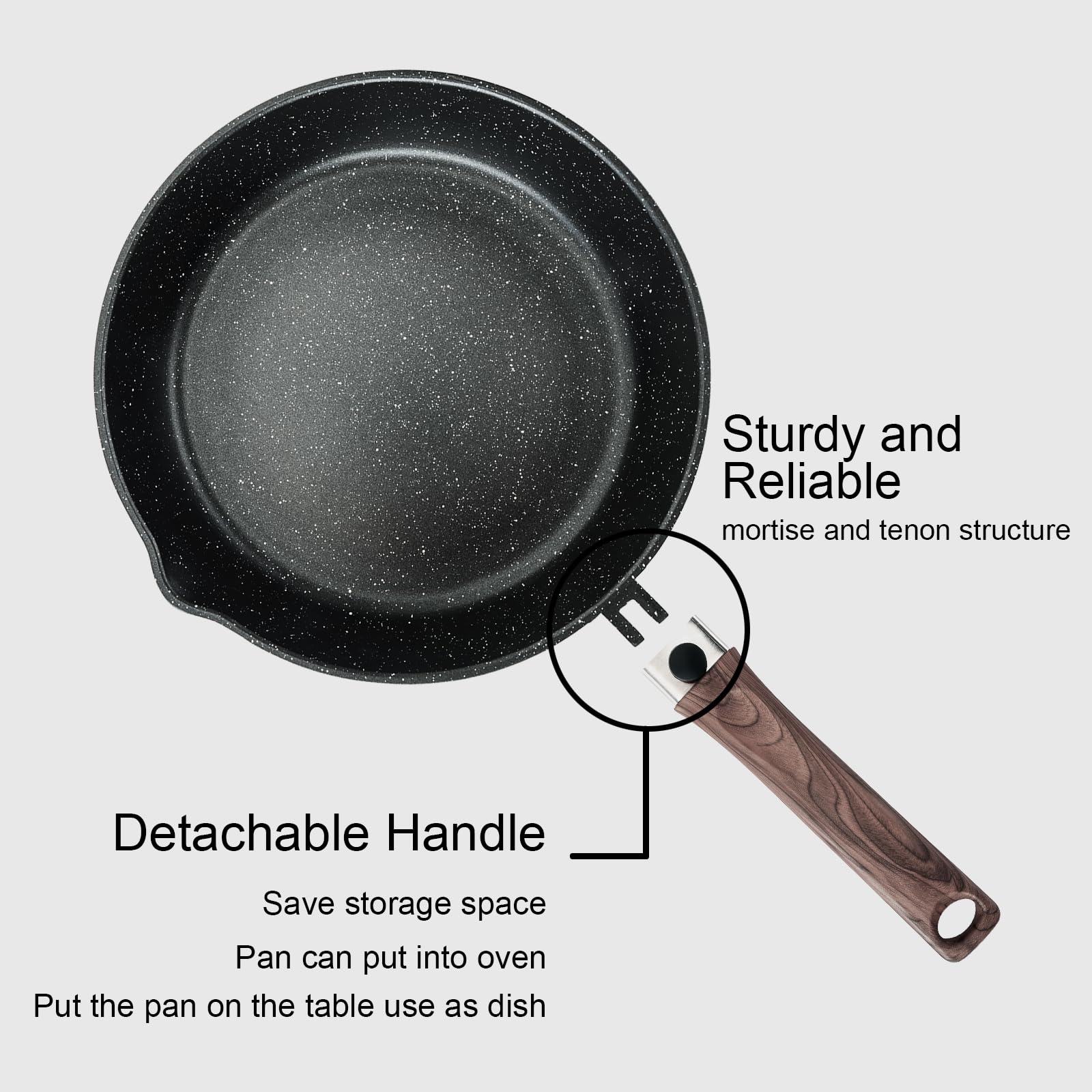 Kordisen 28cm Nonstick Deep Frying Pan with Lid | Granite Saute Skillet