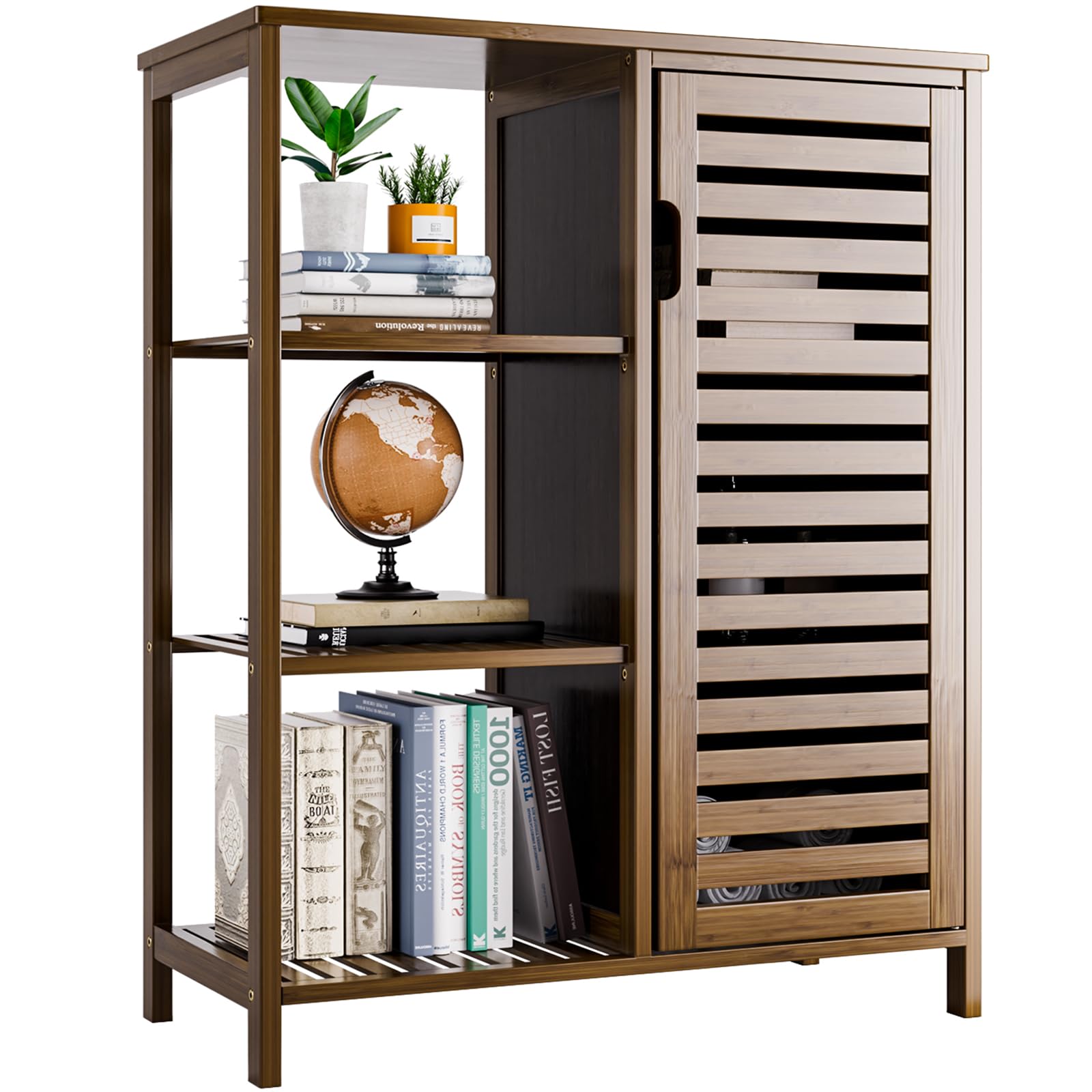 HITNET Bamboo Bathroom Cabinet – Floor Standing Storage with 3 Shelves