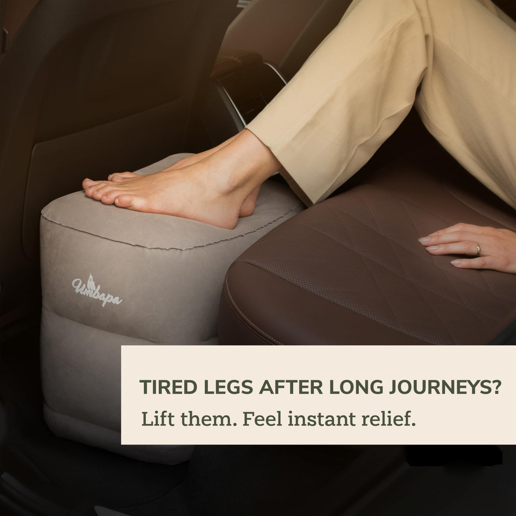 Travel Foot Rest for Airplane & Car – Inflatable Leg Rest Pillow for Tired Legs, Adjustable Height, Compact with Air Pump Bag - image 2