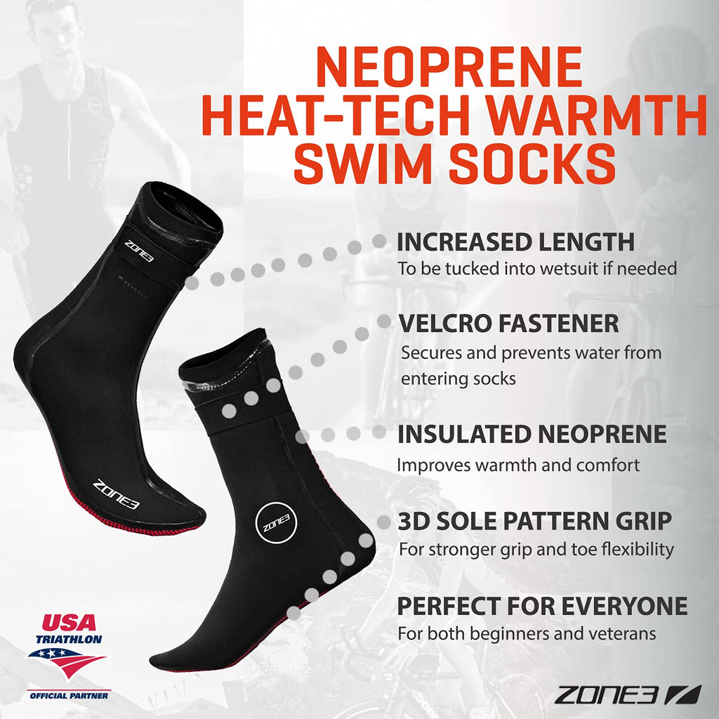 ZONE3 Heat-Tech 3.5mm Neoprene Swim Socks | Thermal Wetsuit Booties