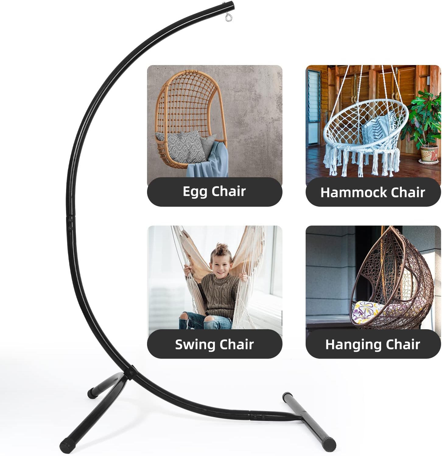 GOUTIME C-Shape Hammock Chair Stand | Heavy Duty Steel Swing Frame
