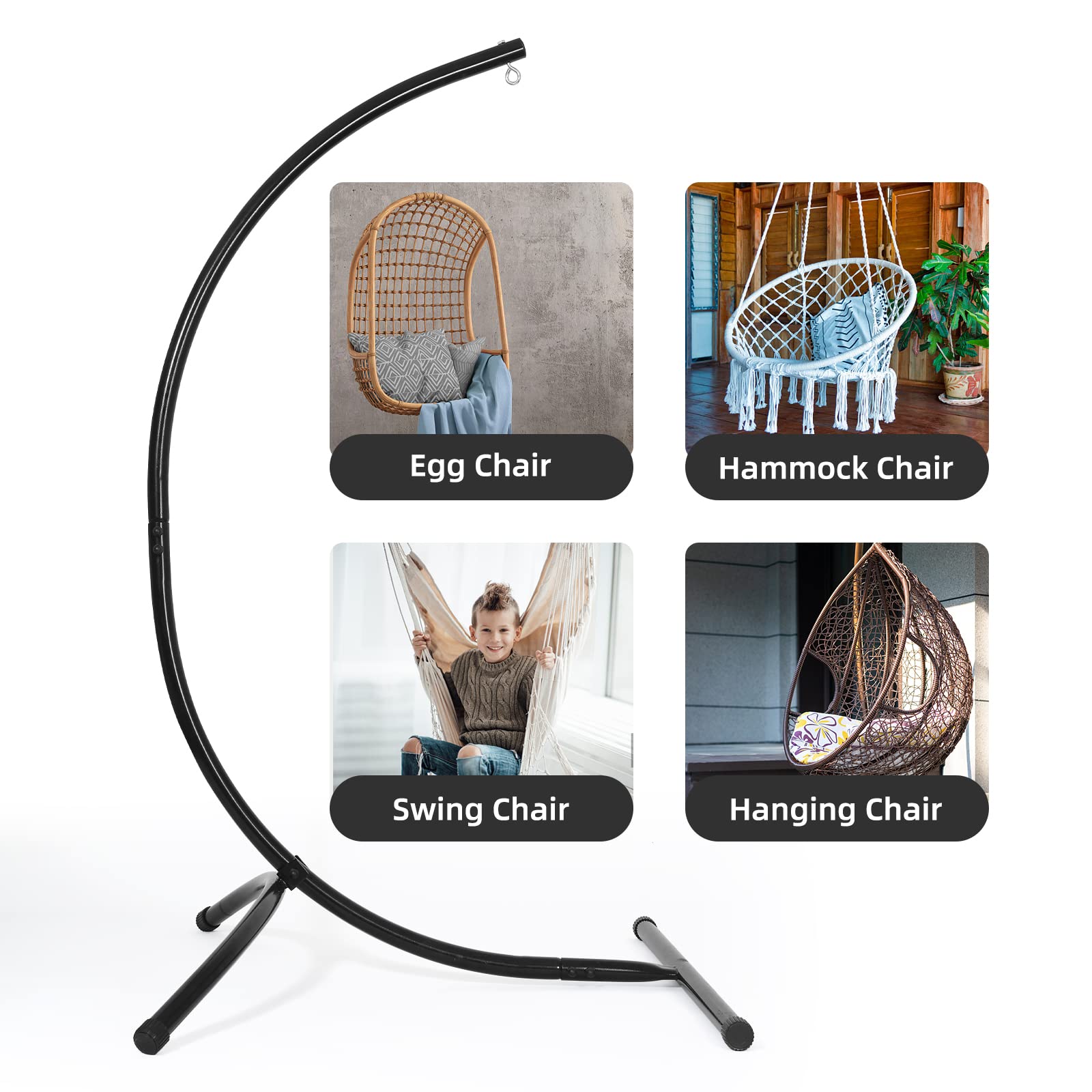 Goutime C-Shape Hammock Chair Stand - Heavy Duty Steel, 330lb Capacity