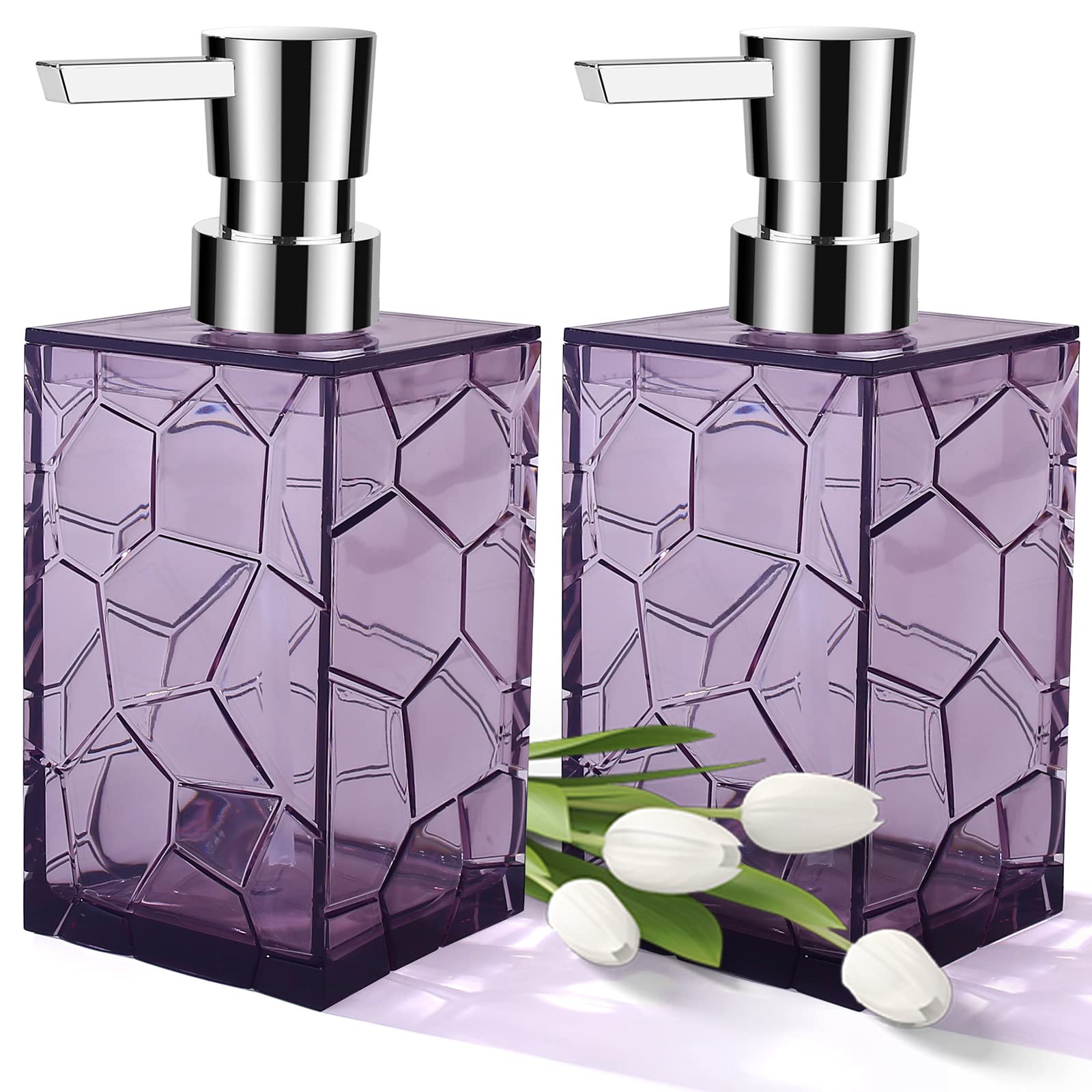 Jolof Store 2-Pack Acrylic Soap Dispenser – Rustproof Lavender Purple