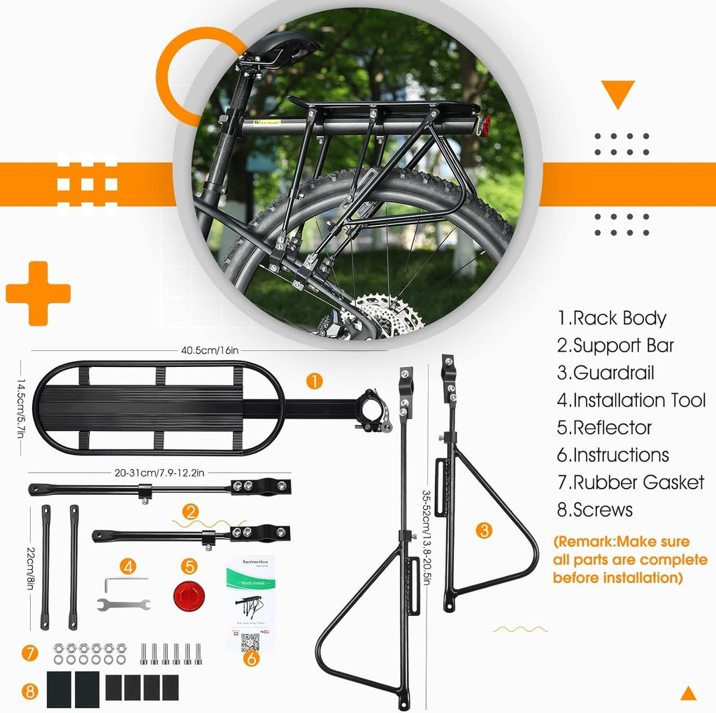 West Biking Rear Bike Rack | 100KG Aluminum Alloy Pannier Cargo Carrier