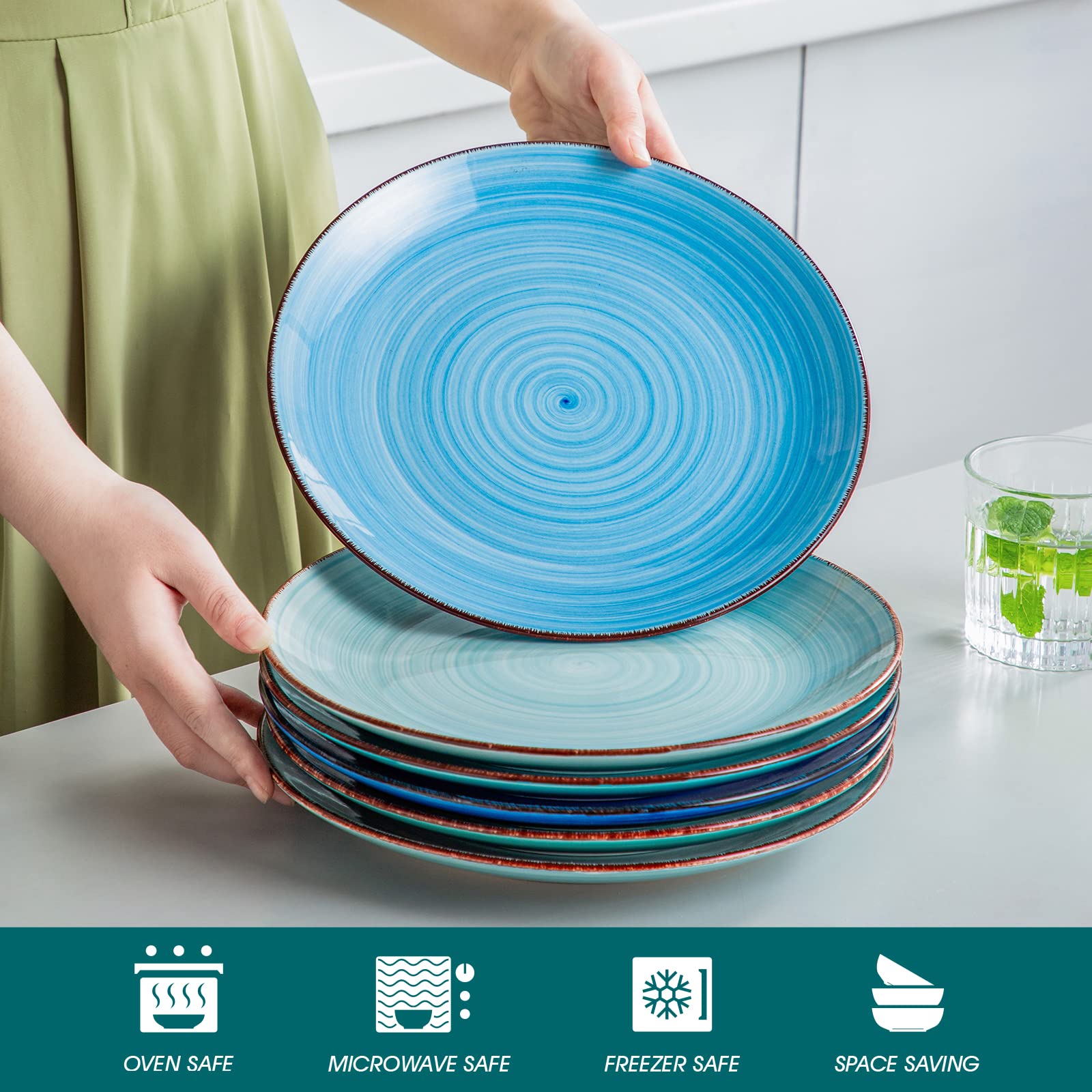 vancasso Bonita Ceramic Dinner Plates Set of 6 | 10.5 inch Scratch Resistant