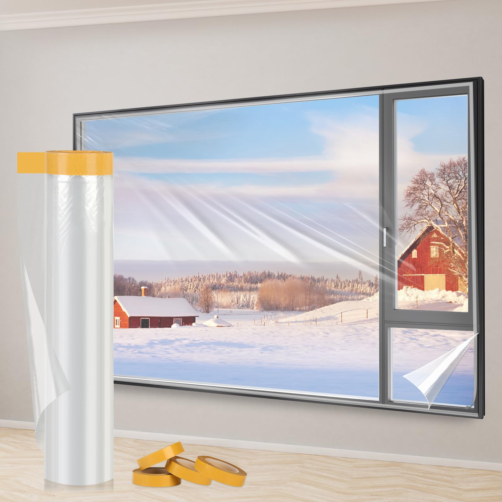 Yotache Window Insulation Kit | 2.4m x 10m POF Shrink Film – Transparent