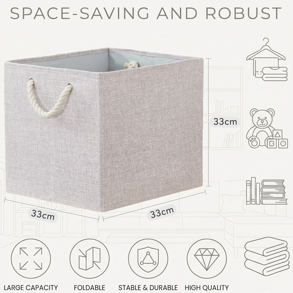 Mangata 3 Pack Storage Cubes for Shelves, Fabric Storage Boxes with Cotton Rope Handles Home Organization