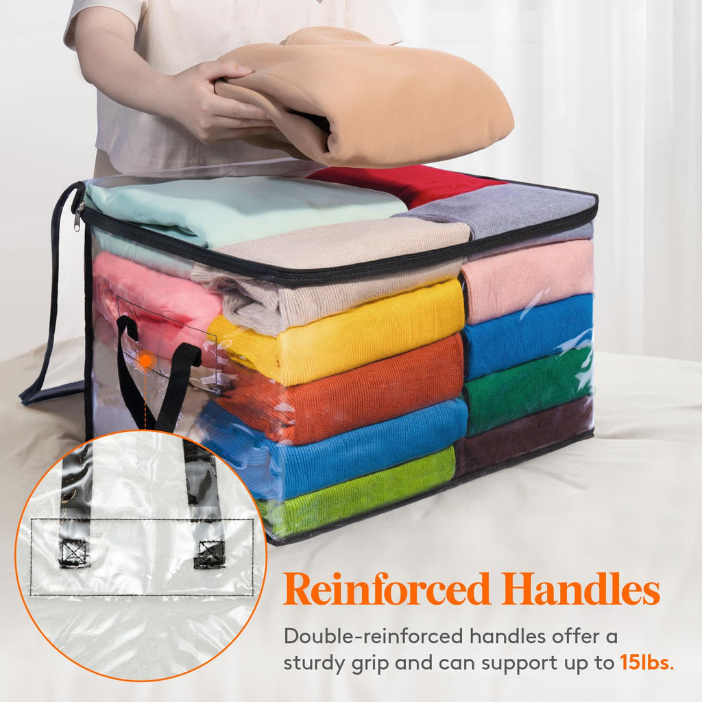 Lifewit 8 Pack Clear Clothes Storage Bags | 60L Vinyl Blanket Organizers
