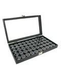 Novel Box Gem Display Case with 50 Jars | Glass Top Jewelry Organizer
