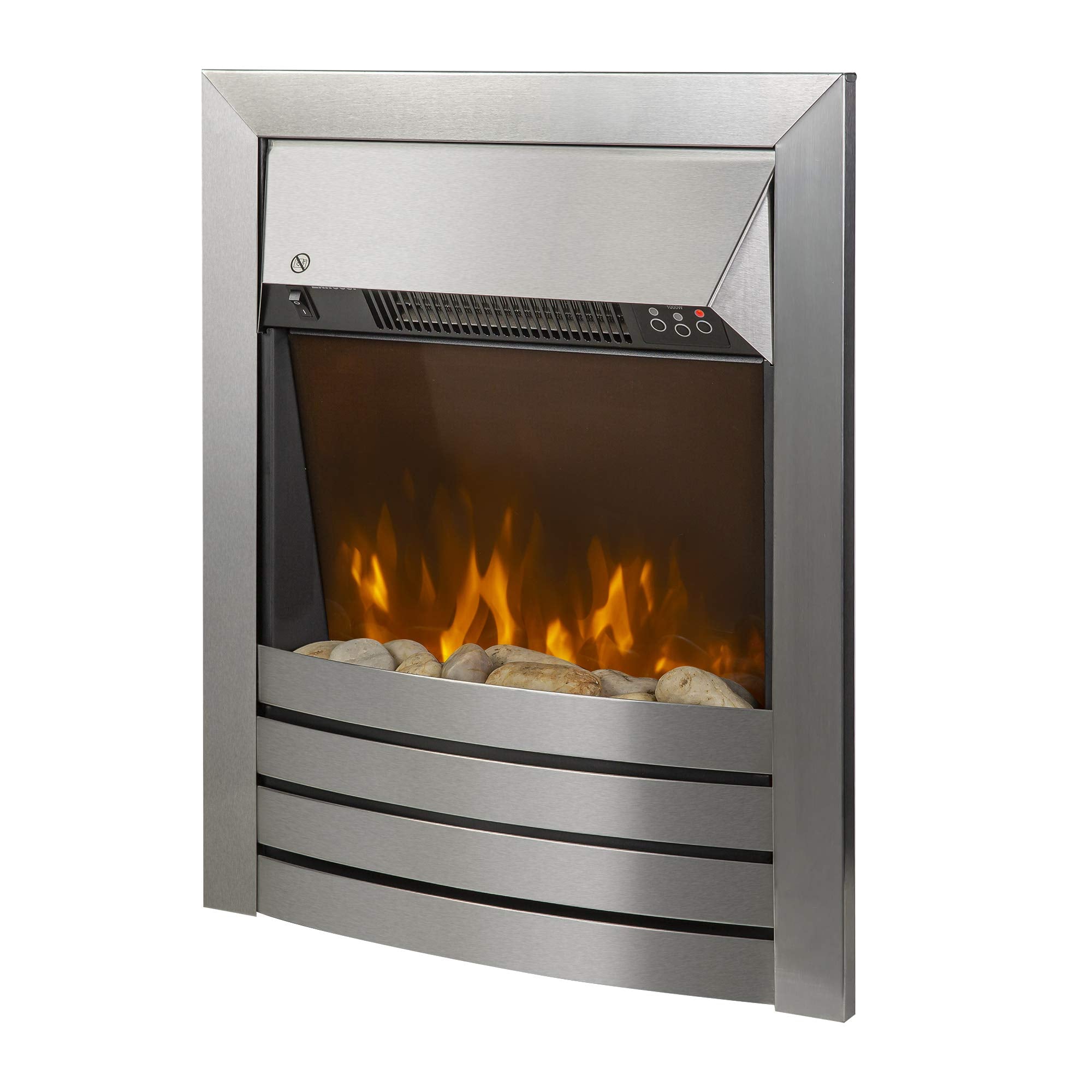 Zanussi 2kW Stainless Steel Electric Inset Fire Stove with Remote