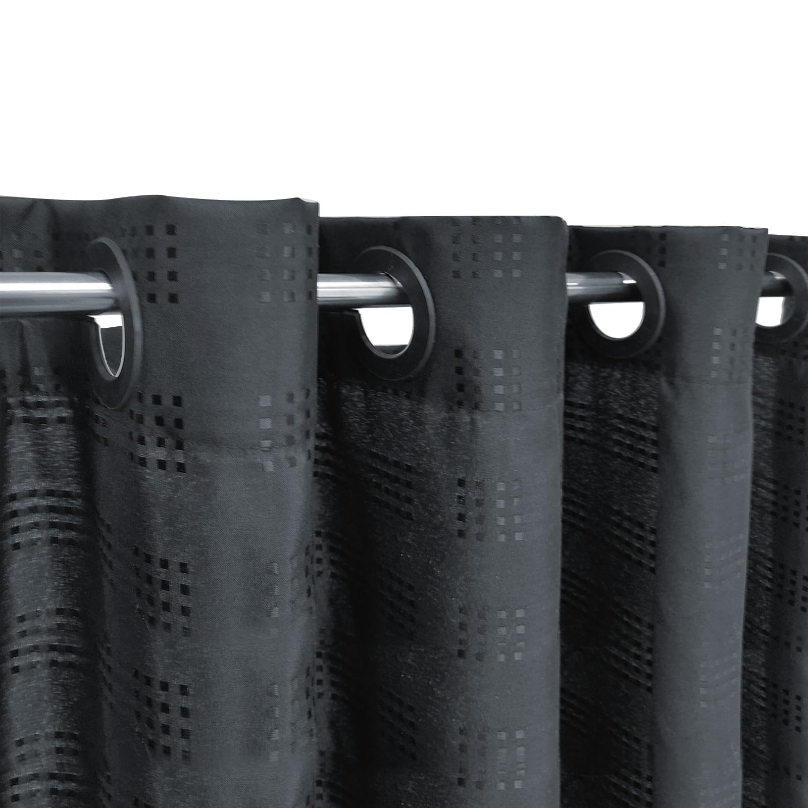 Jolof Store Black Textured No Hook Shower Curtain – Extra Long 180x200cm