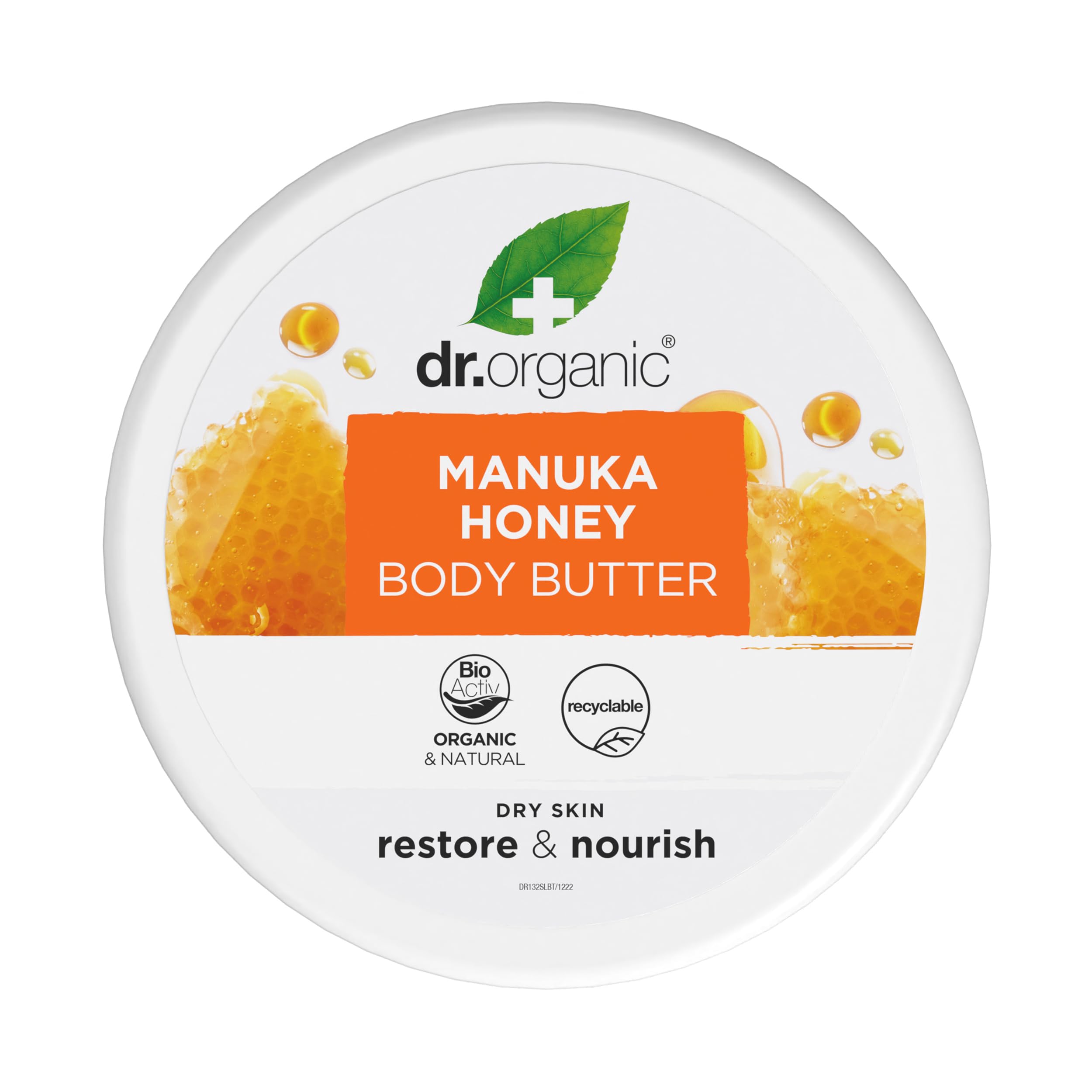 Dr Organic Manuka Honey Body Butter – Natural Moisturiser for Dry Skin, 200ml