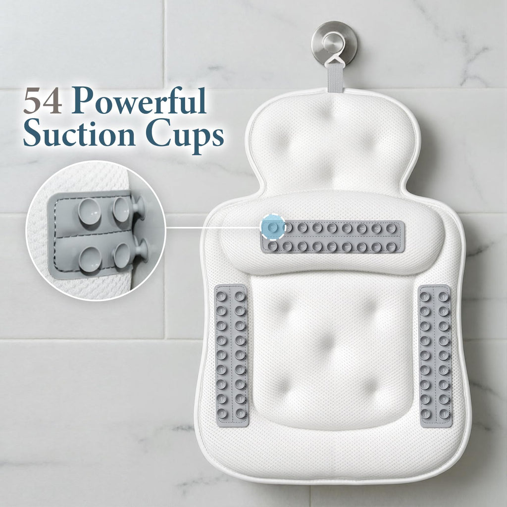 Bath Pillows for Tub, Comfortable Bathtub Cushion for Head and Neck with Soft 3D Mesh Fabric and 54 Non-Slip Suction Cups - image 5