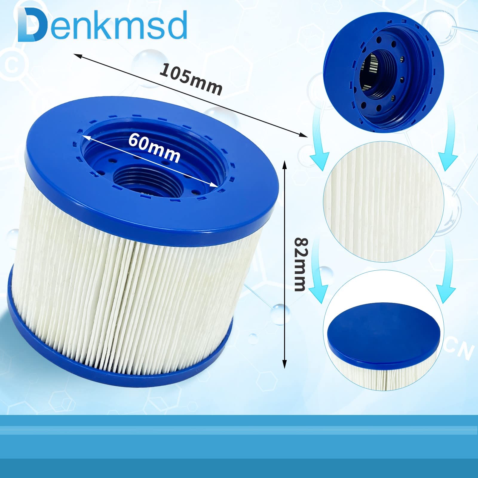Denkmsd Spa Filter Cartridge Replacement for Clever Spa & Costway - 8 Pcs