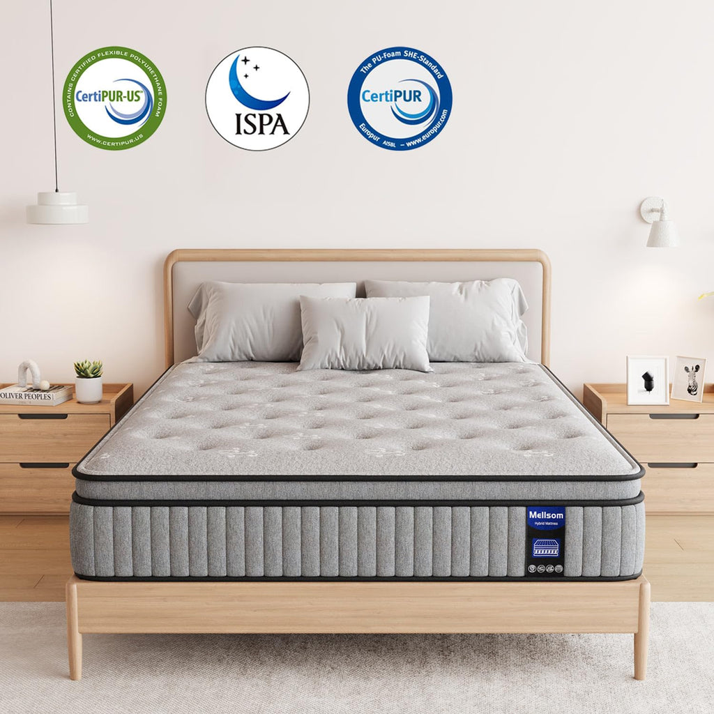 Mellsom Single Mattress, Memory Foam Pocket Sprung Mattress, Medium Firm - image 2