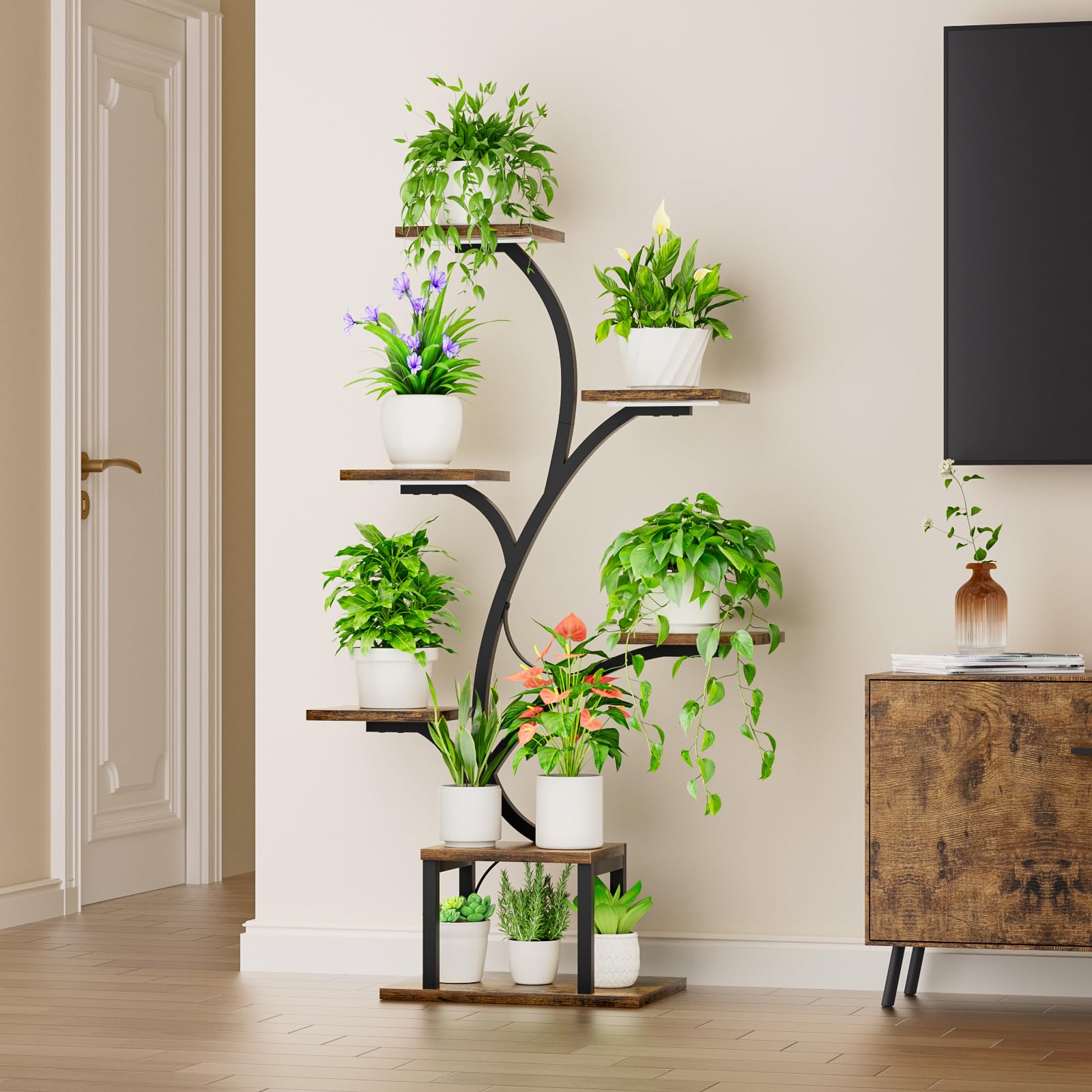 BACEKOLL 7-Tier Plant Stand with Grow Lights | 49" Metal Corner Shelf