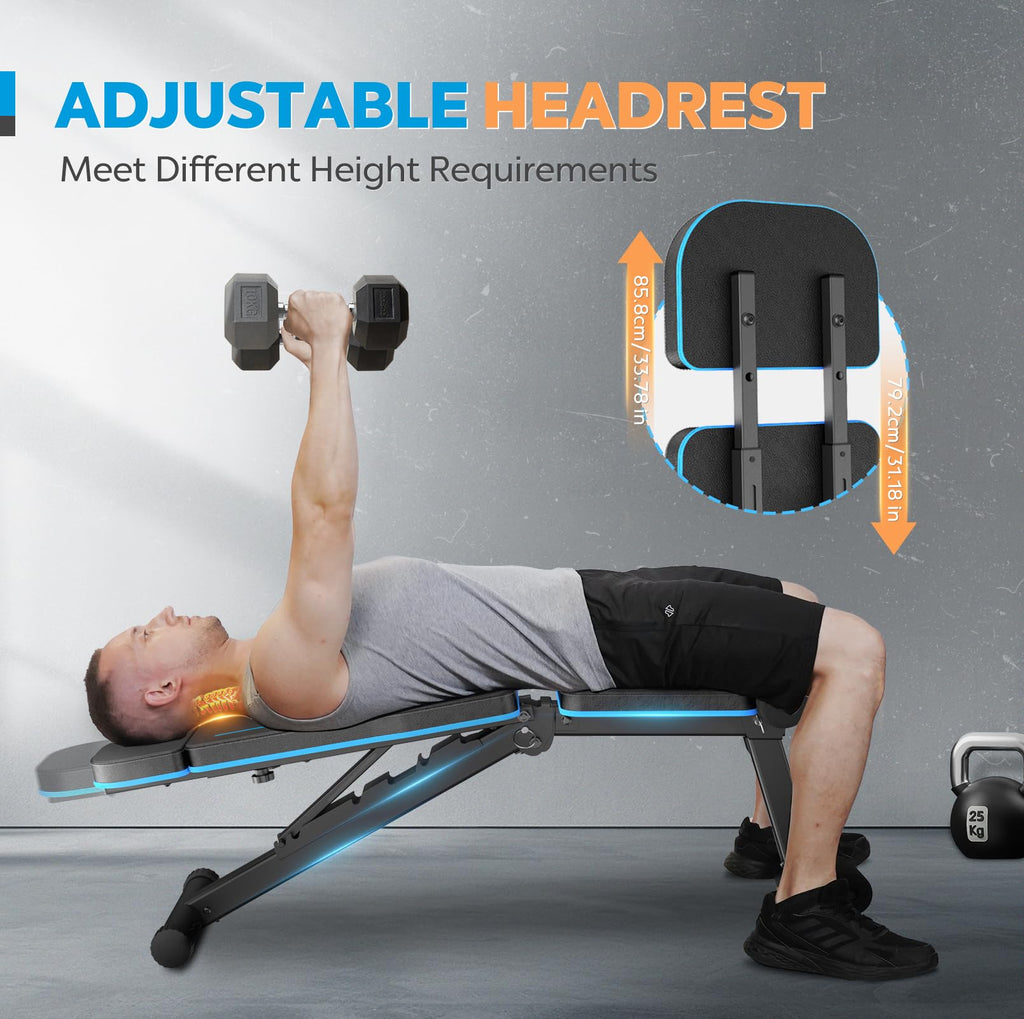 MAHAO Adjustable Weight Bench | Foldable 500lb Capacity Home Gym Bench