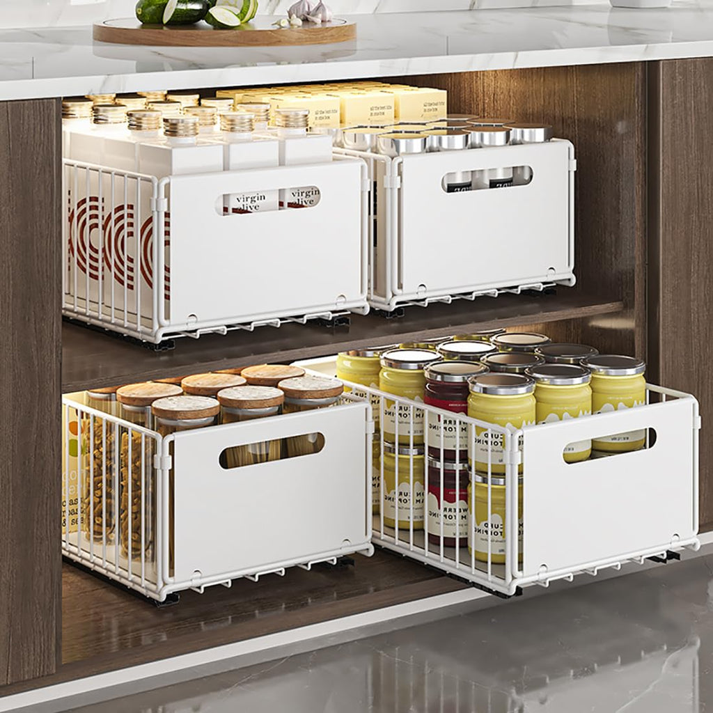 YunNasi Pull Out Cabinet Organizer | Carbon Steel Sliding Drawer Shelf