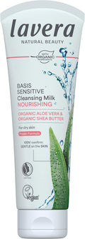 lavera Basis Sensitiv Cleansing Milk | Organic Aloe Vera & Shea Butter, 125ml