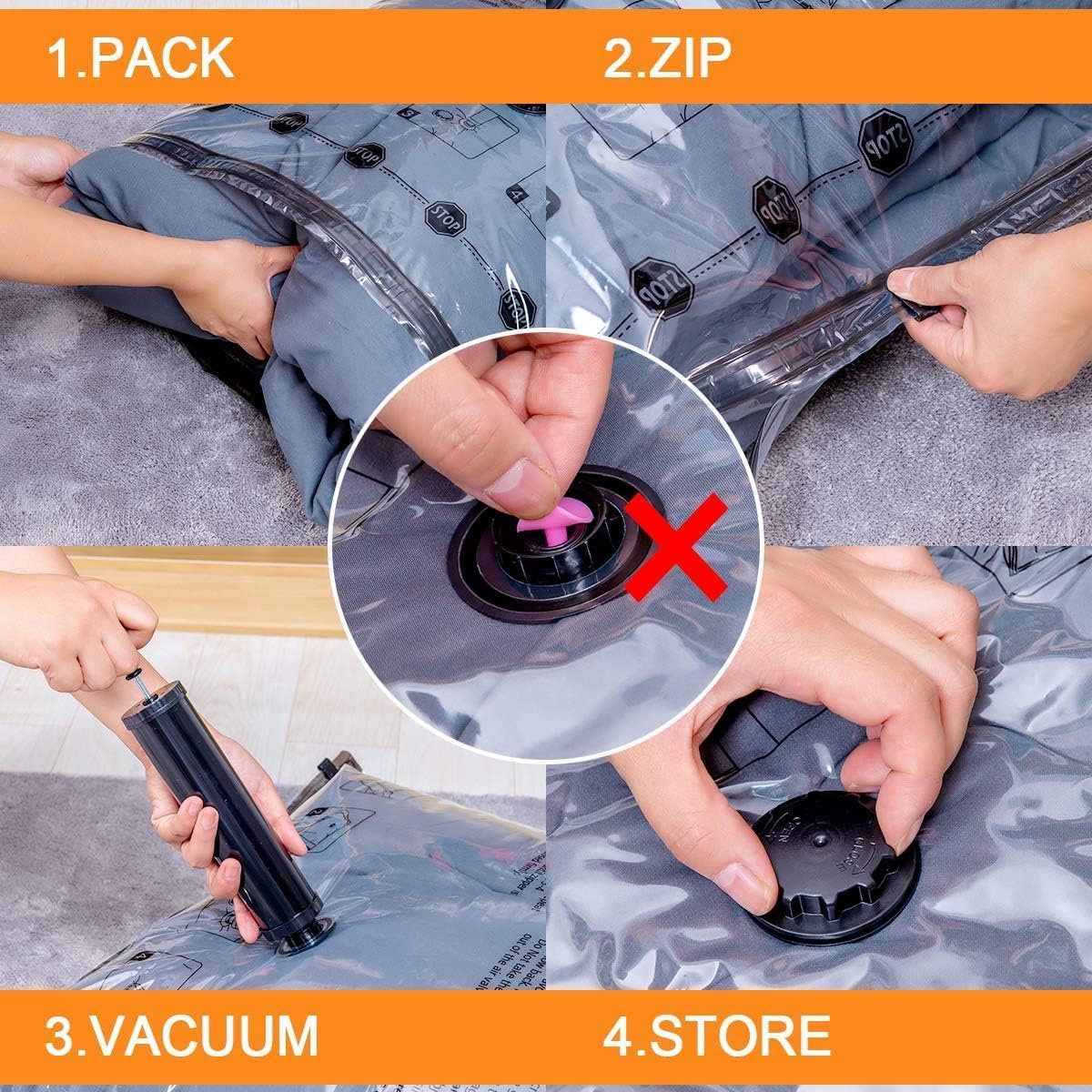 24 Pack Vacuum Storage Bags with Electric Pump for Clothes