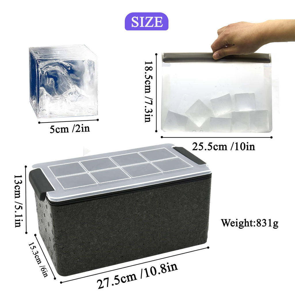 Clear Ice Cube Maker – 2 Inch Large Square Molds for Whiskey