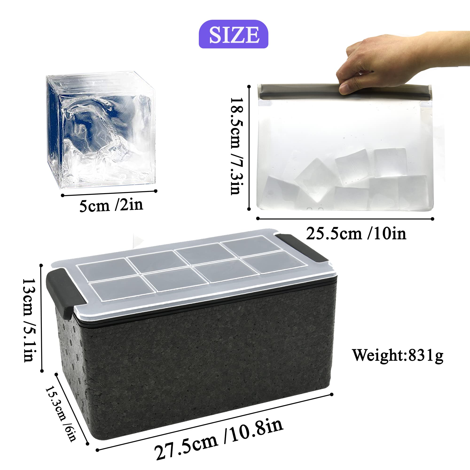Clear Ice Cube Maker – 2 Inch Large Square Molds for Whiskey