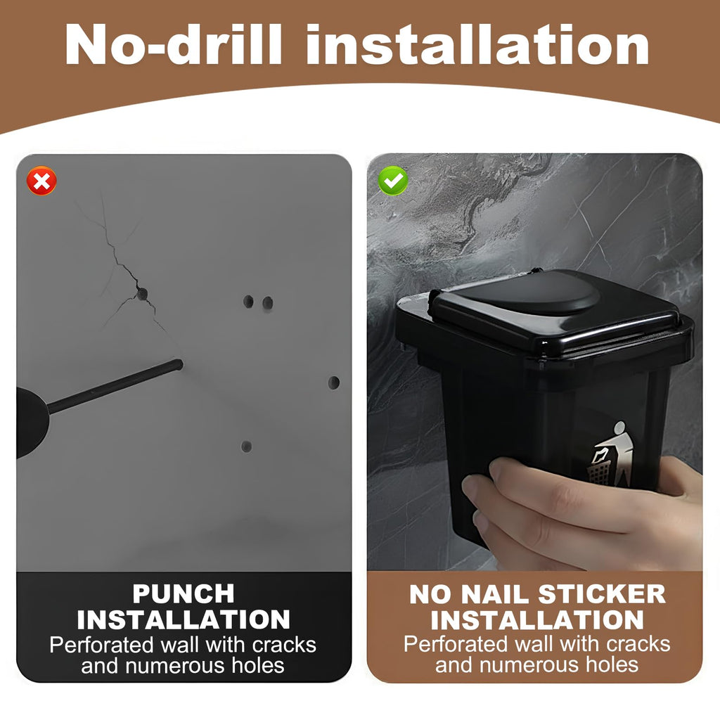 Wall-Hanging Ashtray Can with Brush, Trash Can Ashtray with Lid, Stainless Steel Creative Small Trash Cans with Removable Inner Bucket and Cover