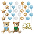 Blue Teddy Bear Cake Toppers – 28pc Baby Boy Birthday Set