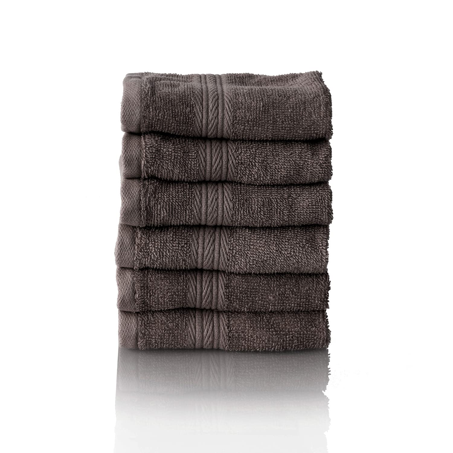 ALCLEAR Cotton Terry Face Towels - 6 Pack Anthracite - Oeko-Tex